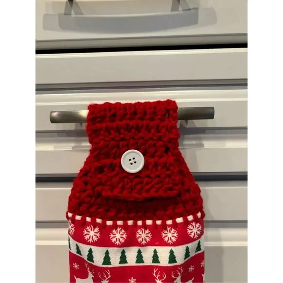 Crochet Top Kitchen towel-Eat drink and be merry - Picture 2 of 2